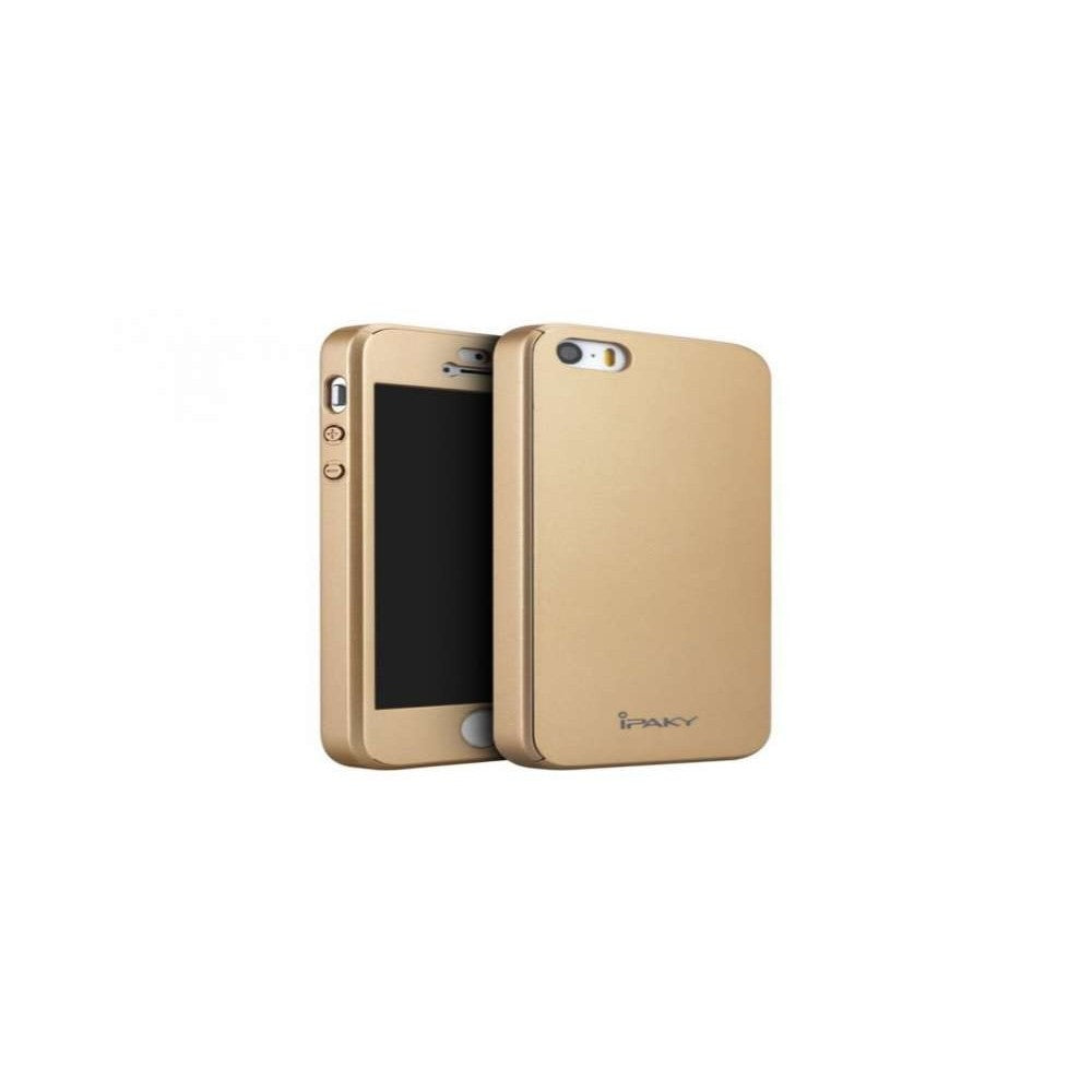 Husa Apple iPhone 5/5S/SE IPAKY Full Cover 360 Auriu cu Folie Cadou-1
