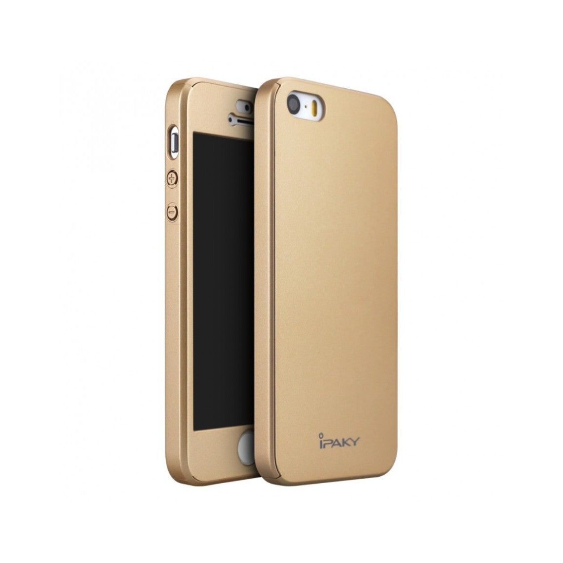 Husa Apple iPhone 5/5S/SE IPAKY Full Cover 360 Auriu cu Folie Cadou-5