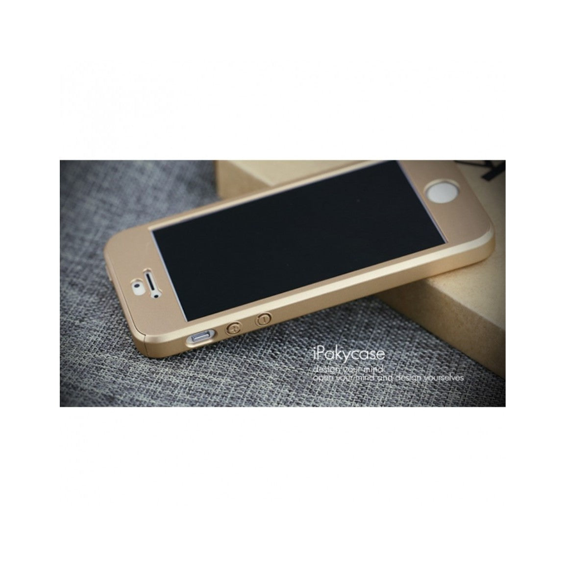 Husa Apple iPhone 5/5S/SE IPAKY Full Cover 360 Auriu cu Folie Cadou-7