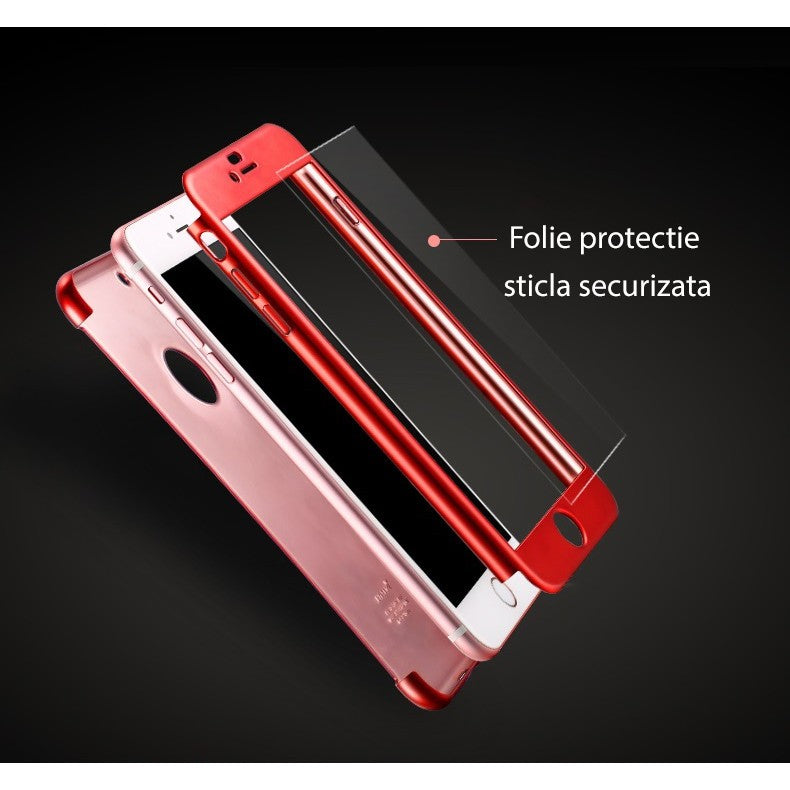 Husa Apple iPhone 6/6S 6 Joyroom (Fata + Spate) Rosu + Folie de protectie-3