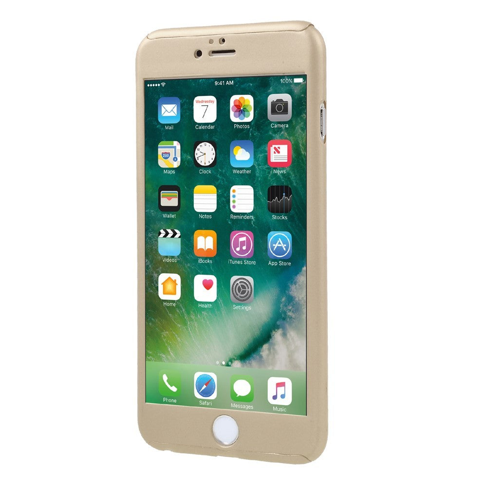 Husa Apple iPhone 6/6S Full Cover 360 Auriu + Folie de protectie-6