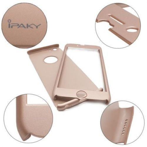 Husa Apple iPhone 6/6S IPAKY Full Cover 360 Auriu + Folie Cadou-6