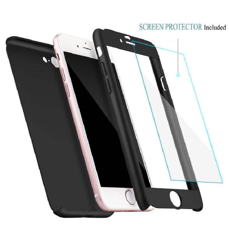 Husa Apple iPhone 6/6S IPAKY Full Cover 360 Negru + Folie Cadou-4