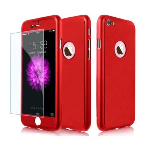 Husa Apple iPhone 6/6S IPAKY Full Cover 360 Rosu + Folie Cadou-2