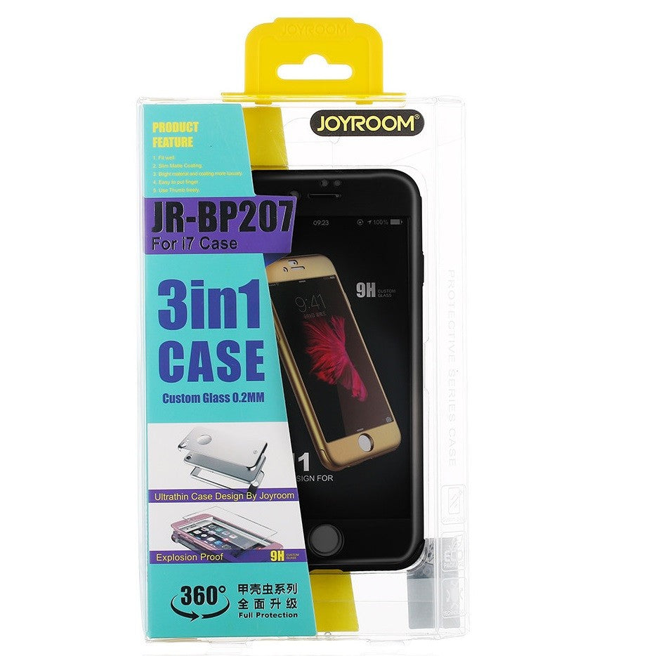 Husa Apple iPhone 6+/6S+ Joyroom (Fata + Spate) Roz Auriu + Folie de protectie-4