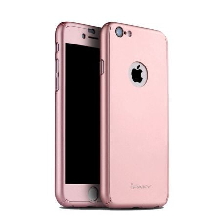 Husa Apple iPhone 6/6S Plus IPAKY Full Cover 360 Roz Auriu + Folie Cadou-2