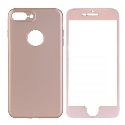 Husa Apple iPhone 6 Plus Full Silicone 360 Auriu + Folie de protectie-2
