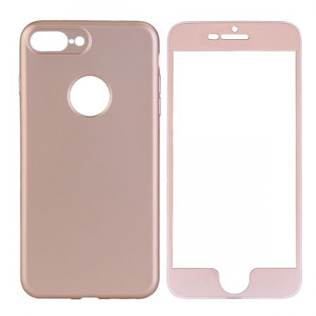 Husa Apple iPhone 6 Plus Full Silicone 360 Auriu + Folie de protectie-2