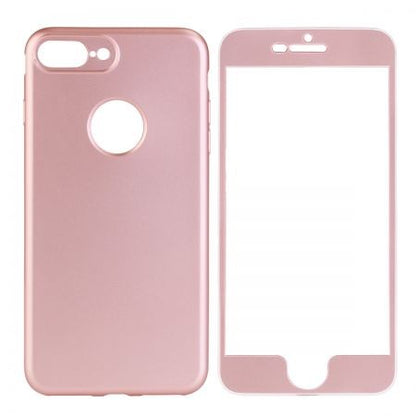 Husa Apple iPhone 6 Plus Full Silicone 360 Roz Auriu + Folie de protectie-2