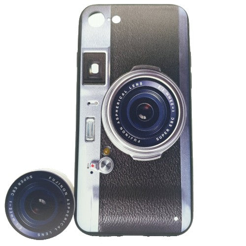 Husa Apple iPhone 7/8 Multicolor Model Camera Foto Retro + Popsocket inclus-0