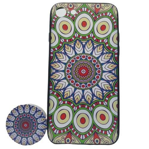 Husa Apple iPhone 7/8 Multicolor Model Paun + Popsocket inclus-1