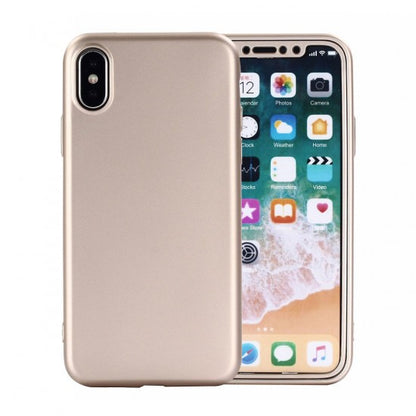 Husa Apple iPhone 7 Full Silicone 360 Auriu + Folie de protectie-1