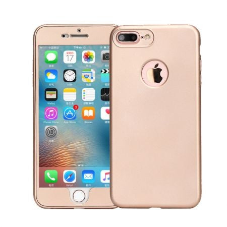 Husa Apple iPhone 7 Full Silicone 360 Auriu + Folie de protectie-4