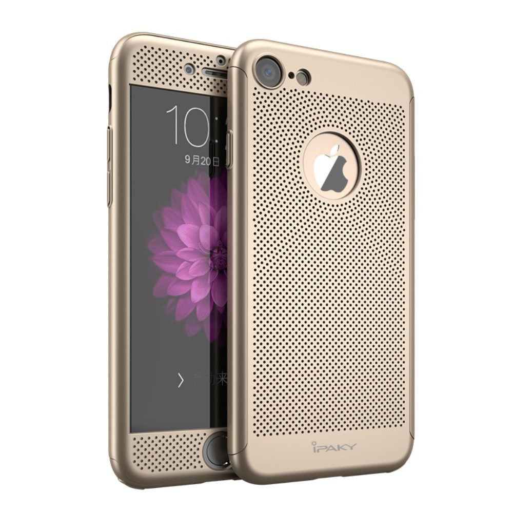 Husa Apple iPhone 7 IPAKY Full Cover 360 Air cu Gauri Auriu + Folie Sticla-0