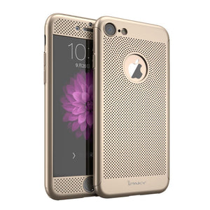 Husa Apple iPhone 7 IPAKY Full Cover 360 Air cu Gauri Auriu + Folie Sticla-0