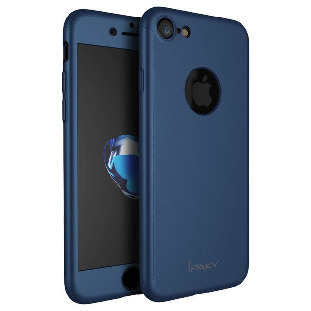 Husa Apple iPhone 7 IPAKY Full Cover 360 Albastru + Folie Cadou-3