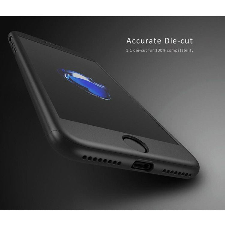 Husa Apple iPhone 7 IPAKY Full Cover 360 Negru + Folie Cadou-4