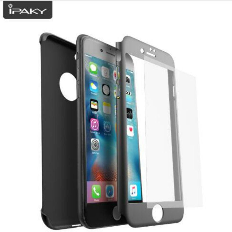 Husa Apple iPhone 7 IPAKY Full Cover 360 Negru + Folie Cadou-5