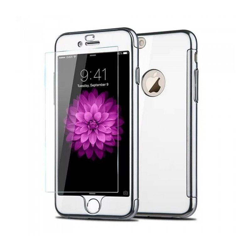Husa Apple iPhone 7 Joyroom (Fata + Spate) Argintiu + Folie de protectie-3
