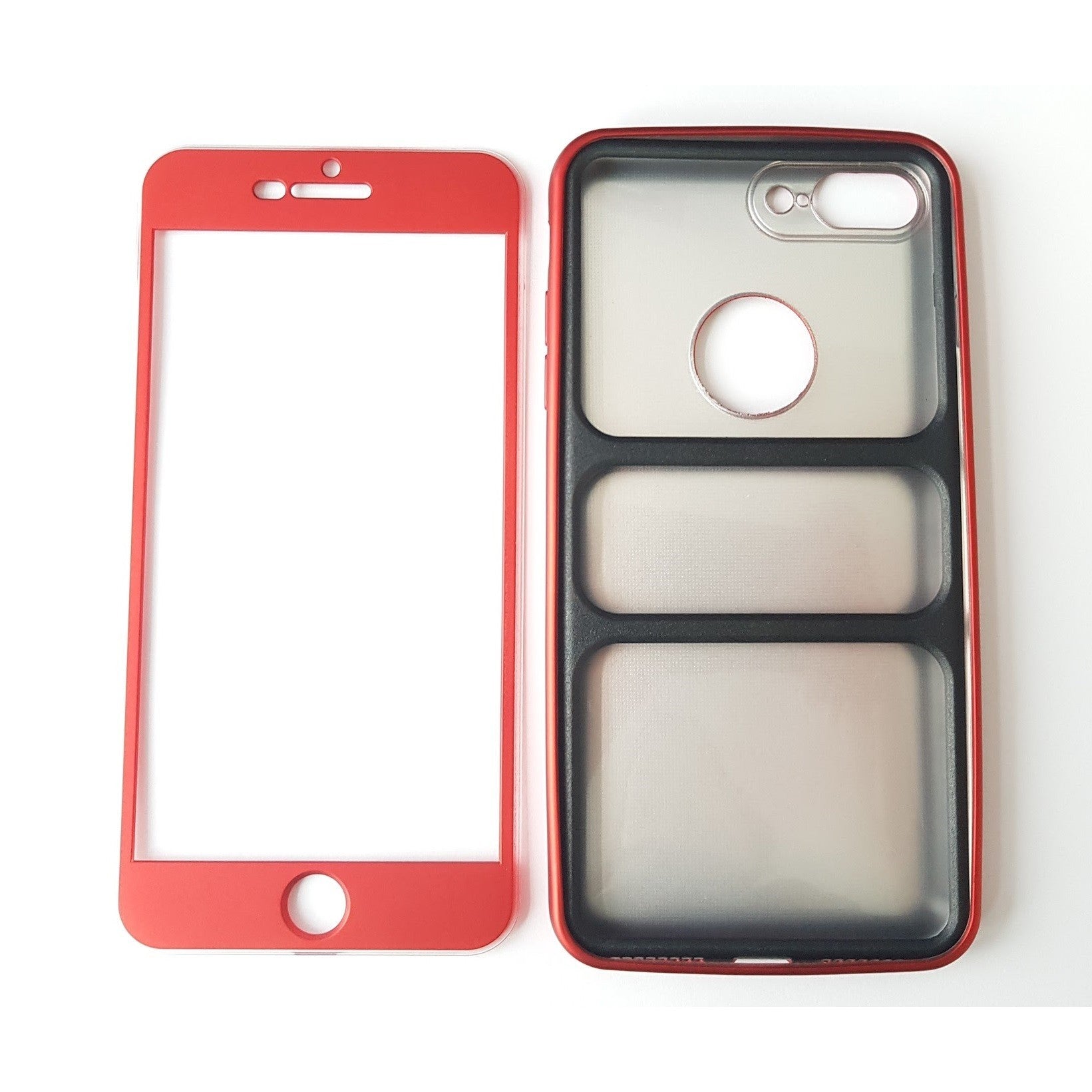 Husa Apple iPhone 7 Plus Full Silicone 360 Rosu-3