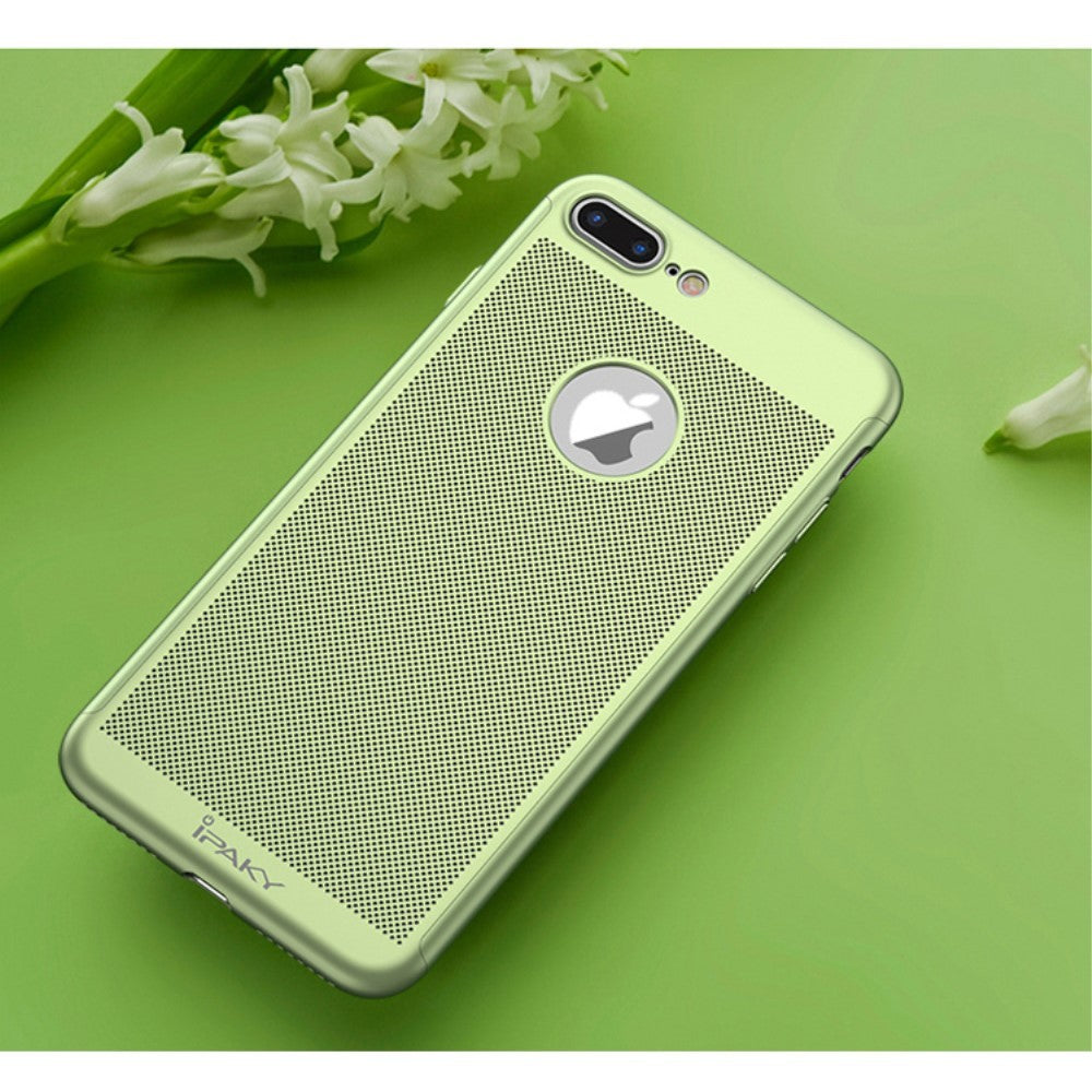 Husa Apple iPhone 7 Plus IPAKY Full Cover 360 Air cu Gauri Verde + Folie Sticla-2