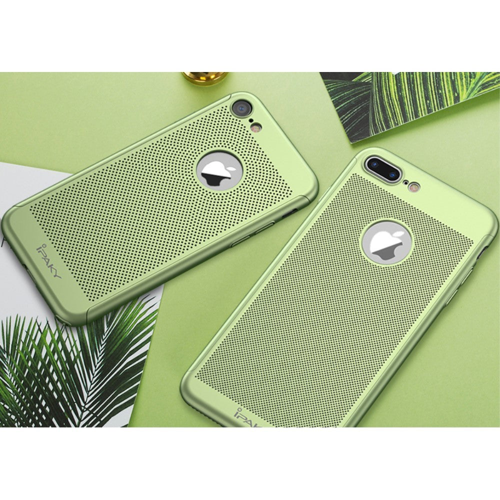 Husa Apple iPhone 7 Plus IPAKY Full Cover 360 Air cu Gauri Verde + Folie Sticla-4