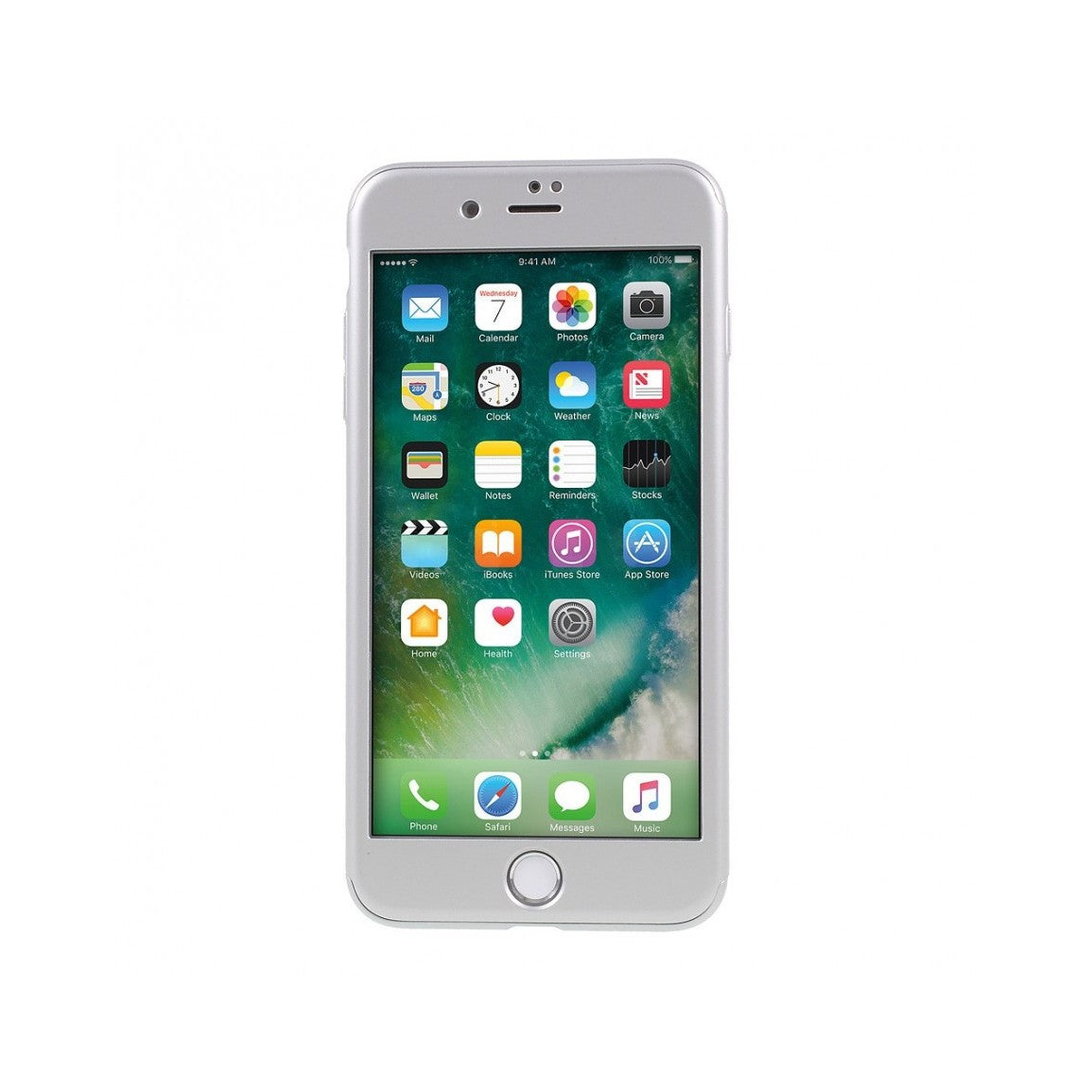 Husa Apple iPhone 7 Plus IPAKY Full Cover 360 Argintiu + Folie Cadou-3
