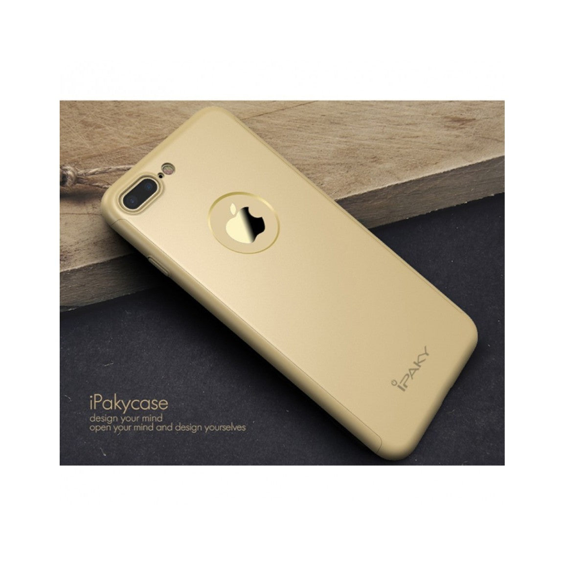 Husa Apple iPhone 7 Plus IPAKY Full Cover 360 Auriu + Folie Cadou-4
