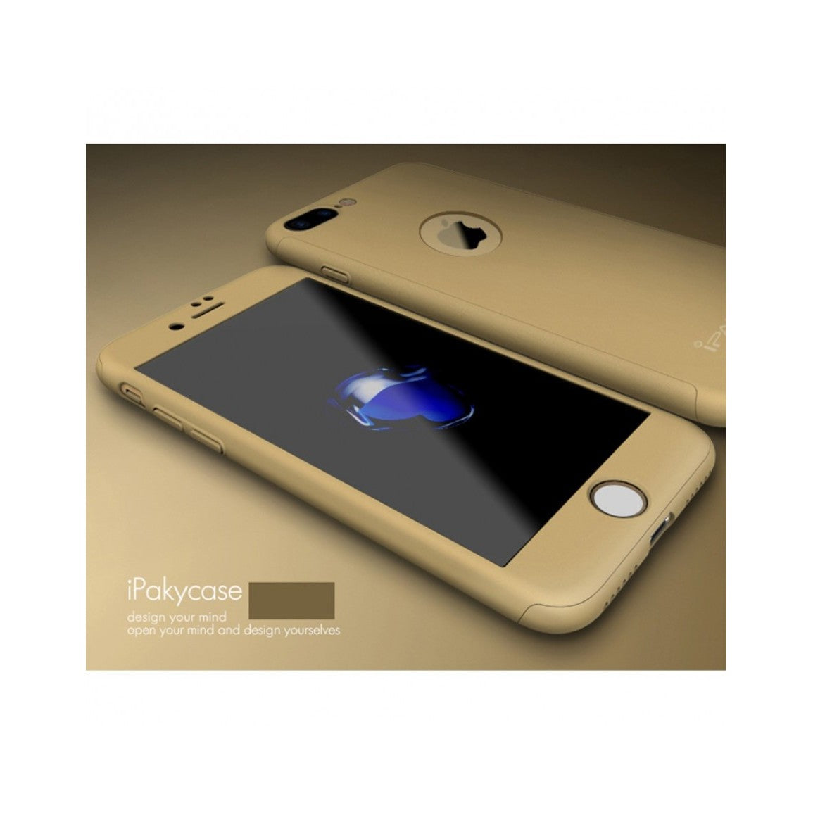 Husa Apple iPhone 7 Plus IPAKY Full Cover 360 Auriu + Folie Cadou-6