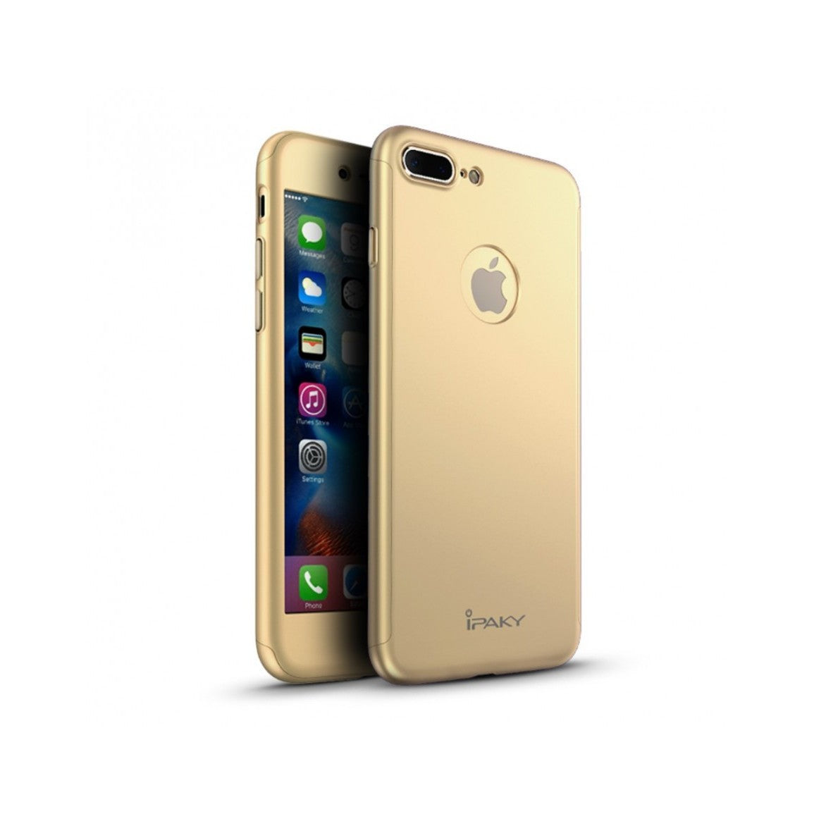 Husa Apple iPhone 7 Plus IPAKY Full Cover 360 Auriu + Folie Cadou-7