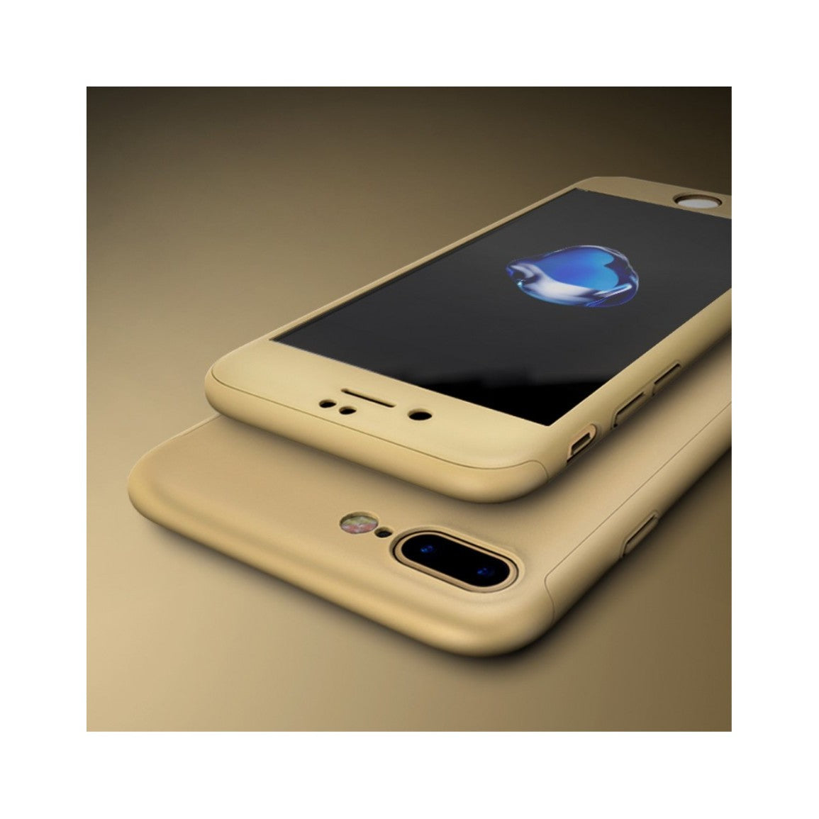 Husa Apple iPhone 7 Plus IPAKY Full Cover 360 Auriu + Folie Cadou-0