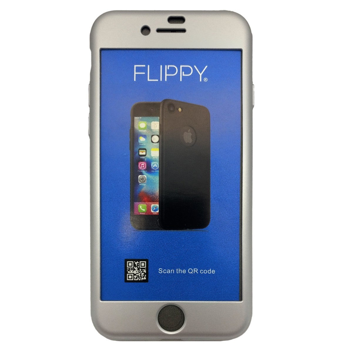 Husa de protectie Flippy Premium Full Cover 360 pentru Apple iPhone 7 Argintiu cu Folie sticla inclusa-1