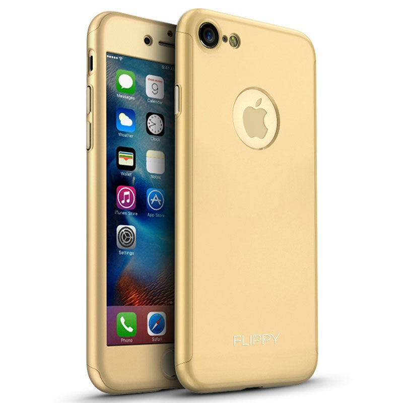 Husa Apple iPhone 8 Full Cover 360 Auriu + Folie Cadou-3