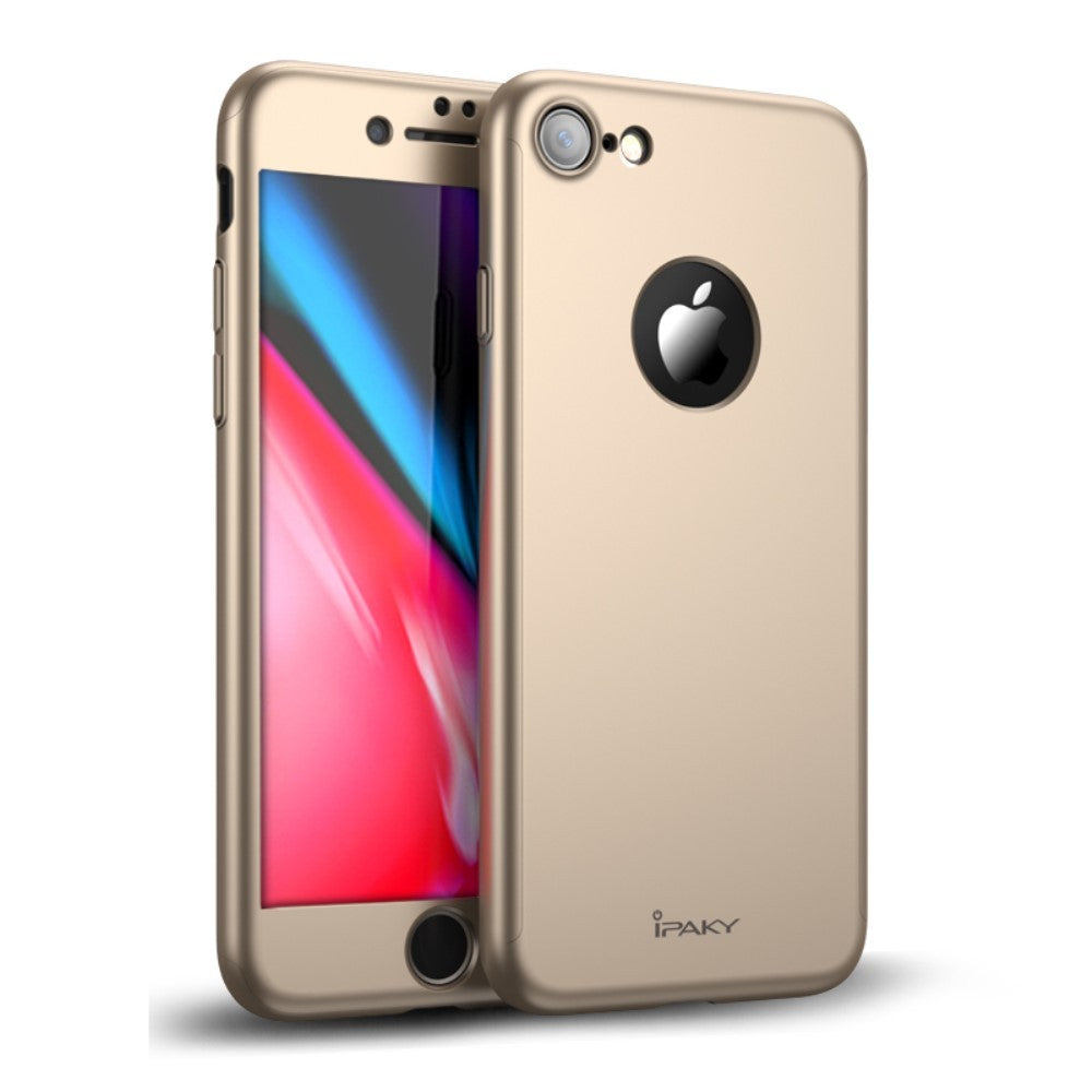 Husa Apple iPhone 8 IPAKY Full Cover 360 Auriu + Folie Cadou-4