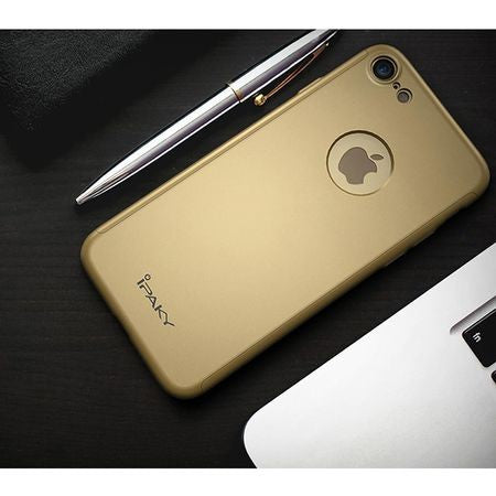 Husa Apple iPhone 8 IPAKY Full Cover 360 Auriu + Folie Cadou-6