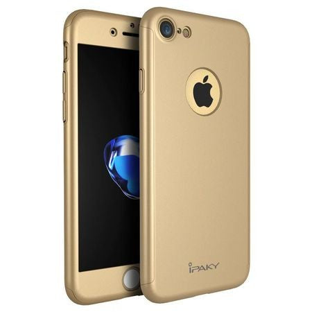 Husa Apple iPhone 8 IPAKY Full Cover 360 Auriu + Folie Cadou-7