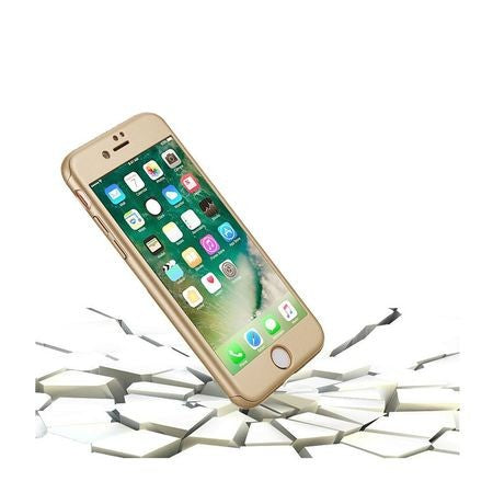 Husa Apple iPhone 8 IPAKY Full Cover 360 Auriu + Folie Cadou-10