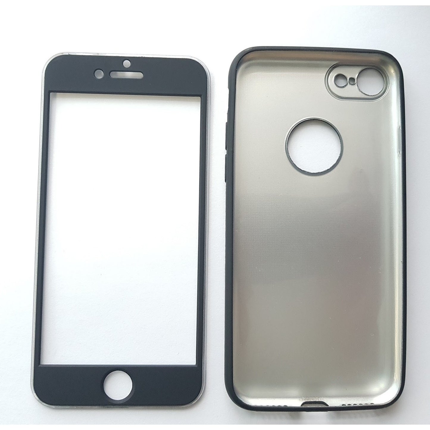 Husa Apple iPhone 8 Plus Full Silicone 360 Negru + Folie de protectie-4