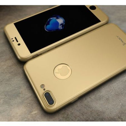 Husa Apple iPhone 8 Plus IPAKY Full Cover 360 Auriu + Folie Cadou-2
