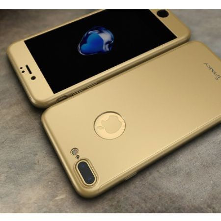 Husa Apple iPhone 8 Plus IPAKY Full Cover 360 Auriu + Folie Cadou-2
