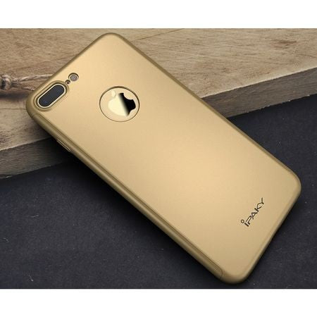 Husa Apple iPhone 8 Plus IPAKY Full Cover 360 Auriu + Folie Cadou-5