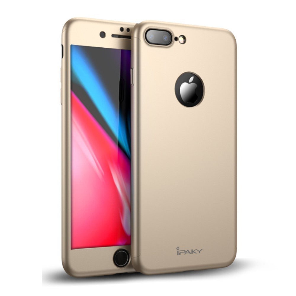 Husa Apple iPhone 8 Plus IPAKY Full Cover 360 Auriu + Folie Cadou-12