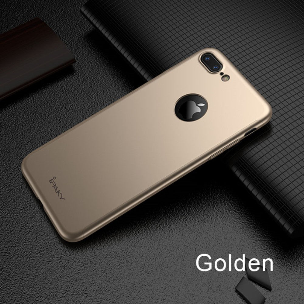Husa Apple iPhone 8 Plus IPAKY Full Cover 360 Auriu + Folie Cadou-14