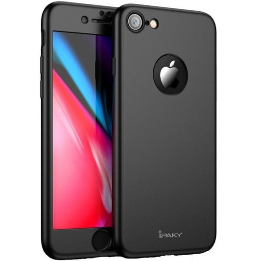 Husa Apple iPhone 8 Plus IPAKY Full Cover 360 Negru + Folie Cadou-0