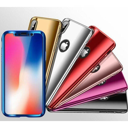Husa Apple iPhone X Full Cover 360 Negru lucios + Folie de protectie-2