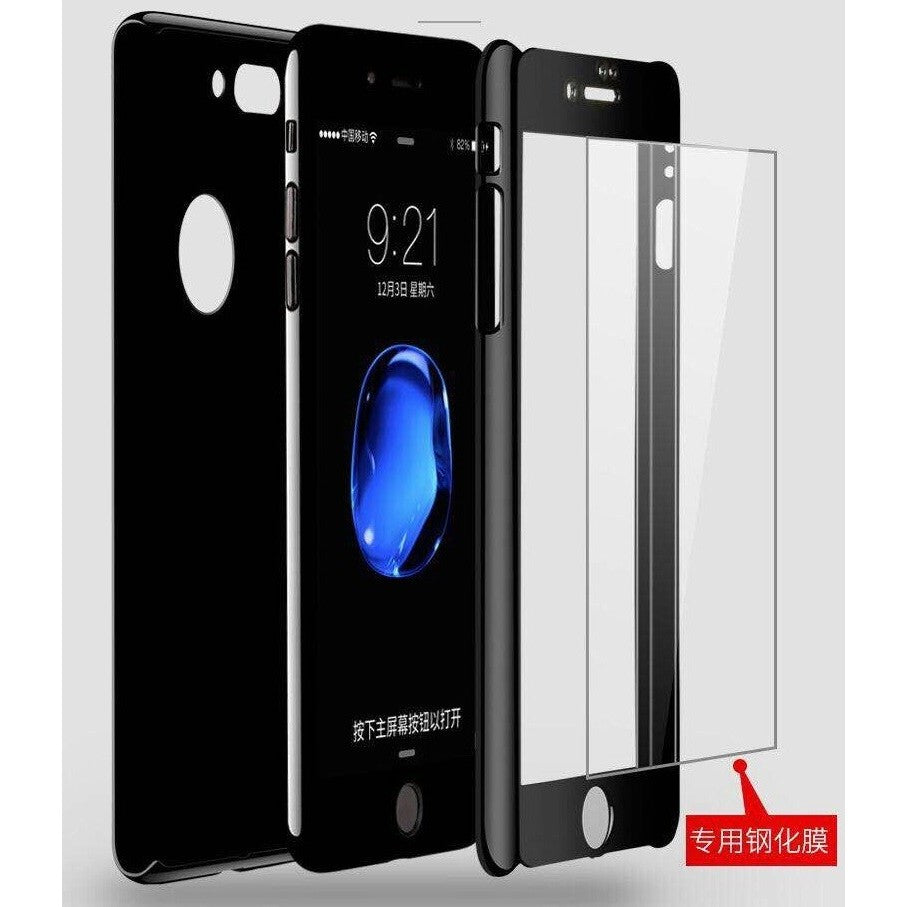 Husa Apple iPhone X Full Cover 360 Negru lucios + Folie de protectie-3