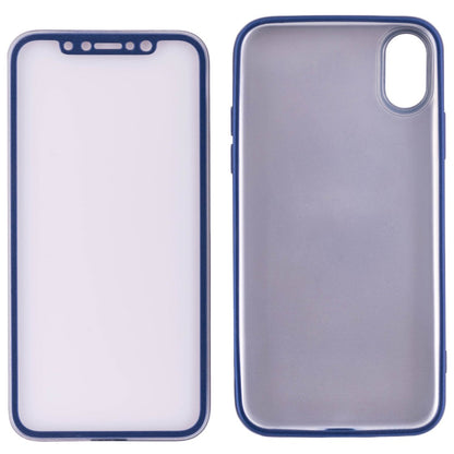 Husa Apple iPhone X Full Silicone 360 Albastru + Folie de protectie-2