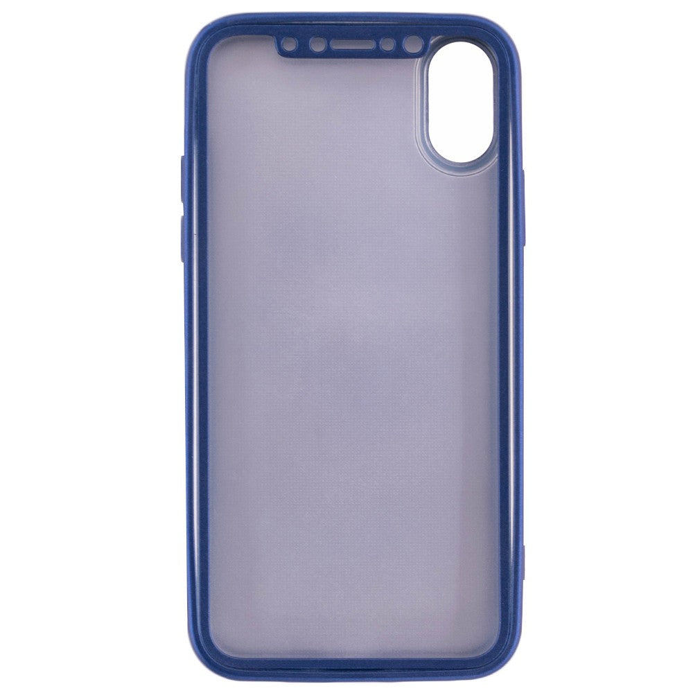 Husa Apple iPhone X Full Silicone 360 Albastru + Folie de protectie-4