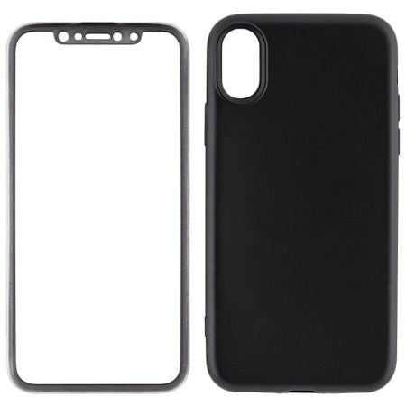 Husa Apple iPhone X Full Silicone 360 Negru + Folie de protectie-4