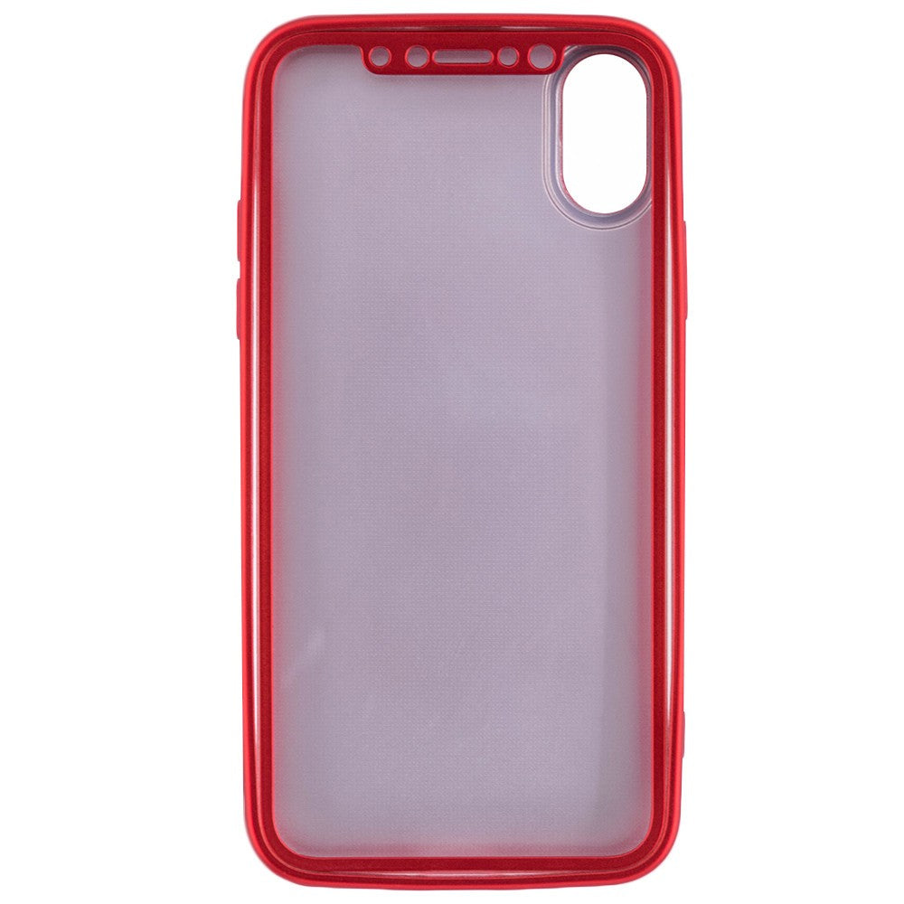 Husa Apple iPhone X Full Silicone 360 Rosu + Folie de protectie-4